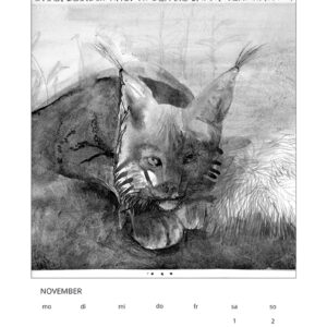 Kalender 2014_Fragen an deutsche und in Deutschland lebende Tiere, November, Tuschezeichnung/Digitaldruck, 21x29cm